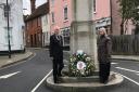 Great Dunmow town mayor Mike Coleman and clerk Caroline Fuller laid a wreath at the War Memorial, in tribute after Prince Philip's death was announced.