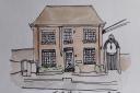 The old telephone exchange and the gate to The Maltings, Great Dunmow by Jessica Sian Illustration. www.jessicasian.com Picture: JESSICA SIAN
