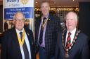 Peter Watson, Dunmow Rotary Club president, Thomas Mulligan of Athlone Rotary and Mayor of Dunmow Cllr Patrick Lavelle at Takeley Rotary Club\'s charter night