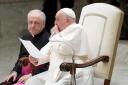 Pope Francis coughed as he reads his message (AP)