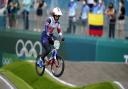 Bethany Shriever competes in the semi finals of BMX racing
