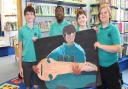 Year 6 students at Dunmow St Mary's Primary School with their artwork inspired by the book 'The Eleventh Trade' by Alyssa Hollingsworth.