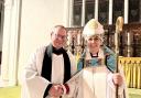 Revd Gerwyn Capon, new rector of Thaxted and villages, with Bishop of Chelmsford The Rt Revd Dr Guli Francis Dehqani. Pic: Paul Meader