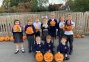 Pupils from Helena Romanes School with their carved pumpkins