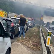 Smoke across the A120 westbound carriageway at Braintree today (July 21)