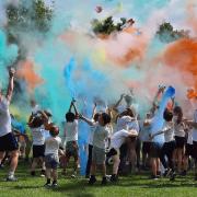 The first colour run held at Wimbish Primary School
