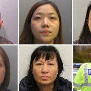 The faces of five criminals (out of six sentenced) who were given jail sentences after an investigation into cross-border financial crimes