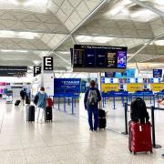Social distancing at Stansted Airport. Picture: Will Durrant