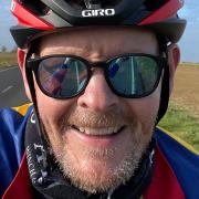 Anton Lavery during his 875 mile cycle challenge in seven days around Essex and Hertfordshire