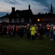 People gathered for a candle-lit vigil in Jubilee Gardens, Saffron Walden, to show solidarity and pray for the people in Ukraine