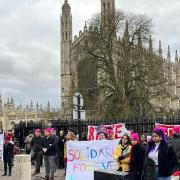Universities and Colleges Union (UCU) members on strike outside King's College, Cambridge