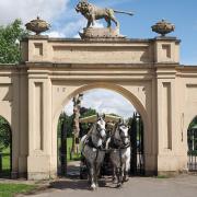 Carriages in front of the Audley End estate, a major Essex tourist attraction
