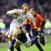 England's Max Malins is tackled during the Six Nations match against Scotland.