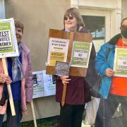 Green Party protesters outside Kemi Badenoch MP's office in Saffron Walden