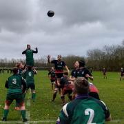 Saffron Walden claim a line-out on their way to victory over South Woodham Ferrers.