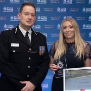 Chief Constable Ben-Julian Harrington with PCSO Lorraine Keating at the Essex Police Force Awards 2021