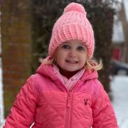Lottie, aged two, enjoying the snow in Great Dunmow