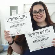 Beauty therapist Megan Scott with her shortlist certificate