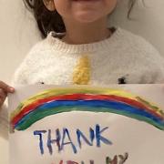 Melody Alinejad, aged four, supporting NHS heroes with her art. Picture: Submitted by family