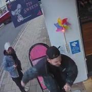 Police are looking to speak to two men in connection with a public order offence in Dunmow High Street