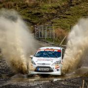 Alfie Hammond makes a splash at the Rallynuts Stages rally in Wales. Picture: FLAT SHIFT MEDIA