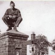 Fred Morris of the US Air Force on a post box in Stebbing Green,  1942/43