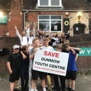 Members of Dunmow Youth Club campaigning to save the youth centre
