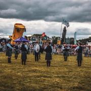 Bagpipers perform at the Countess of Warwick Country Show