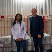MP Kemi Badenoch with Lee Sheppard at Wiltshire Farm Foods