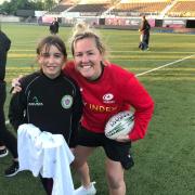Iris Smith with rugby player Marlie Packer