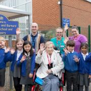 Joan had a wonderful time revisiting her old primary school after almost nine decades