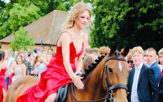 Beau Damps arriving at the Helena Romanes School Year 11 Prom on horseback.