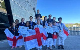Thaxted Dragons fly the flag in France. Picture: THAXTED DRAGONS KARATE